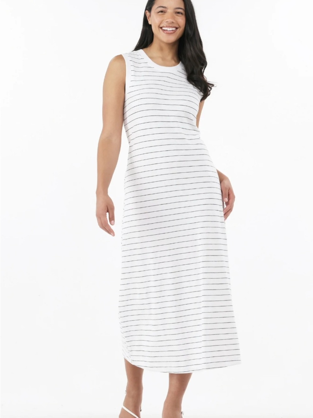 Time and Tru White Striped Sleeveless Maxi Dress